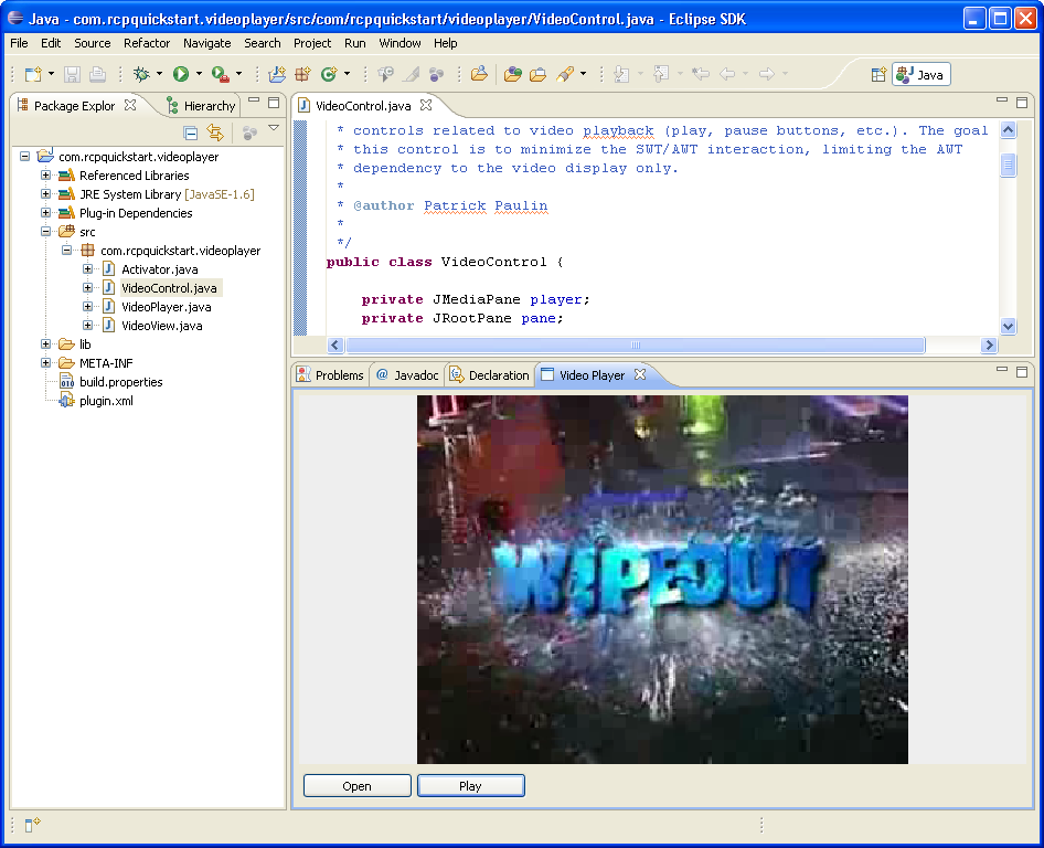 Video playing inside the Eclipse IDE Video playing inside the Eclipse IDE